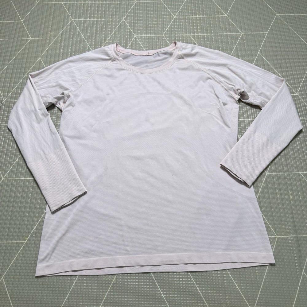 Lululemon Swiftly Tech Long Sleeve Athletic Shirt 20 Light Pink Thumbholes *Flaw